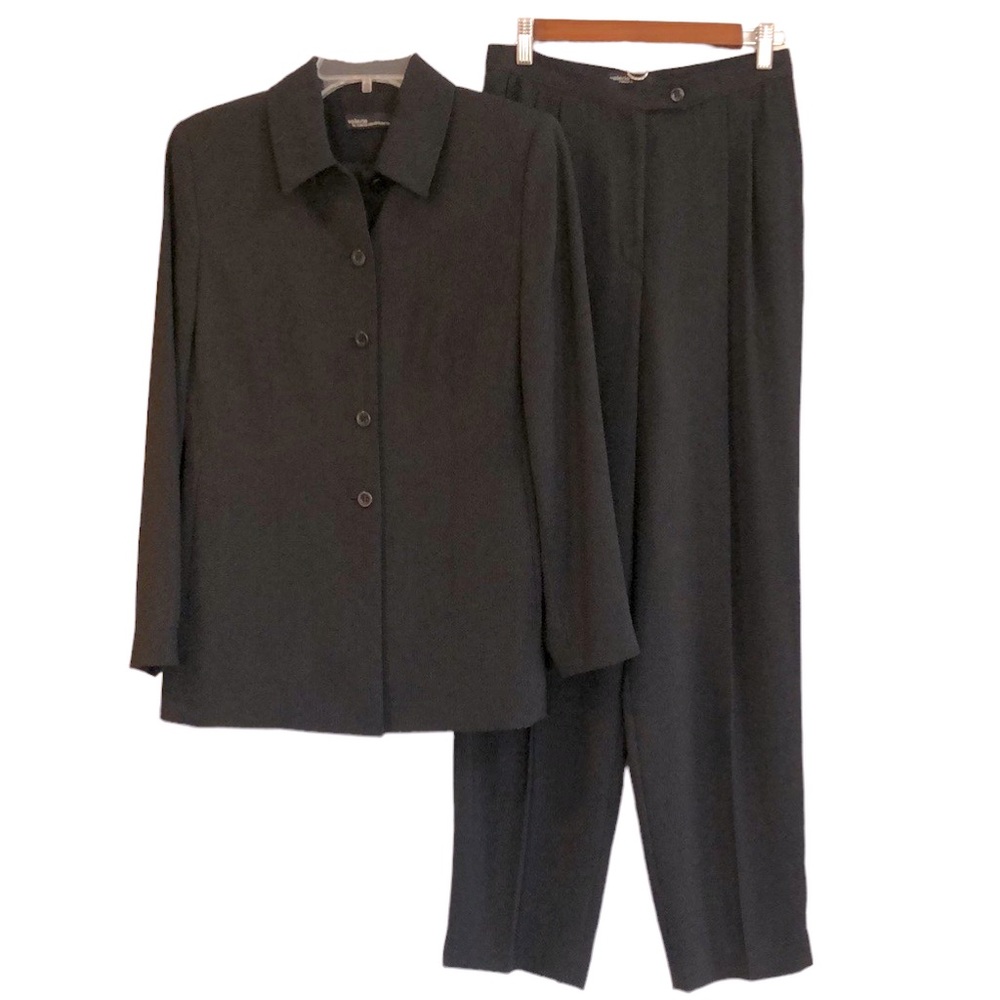 VINTAGE VALERIE STEVENS JACKET AND PANTS SET BLACK SIZE 8P